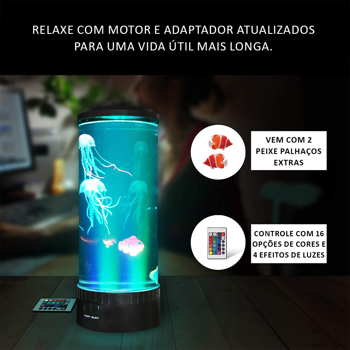 Luminária Decorativa Água-viva de LED Com 20 Cores