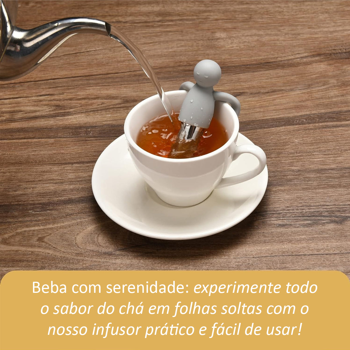 Kit 2 Infusor de Chá Boneco Coador Inox de Folhas Soltas