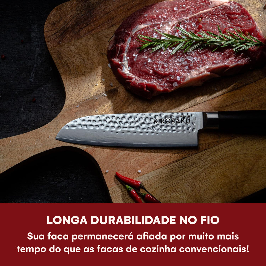 Faca Santoku 18cm Kirosaku Aço Damasco
