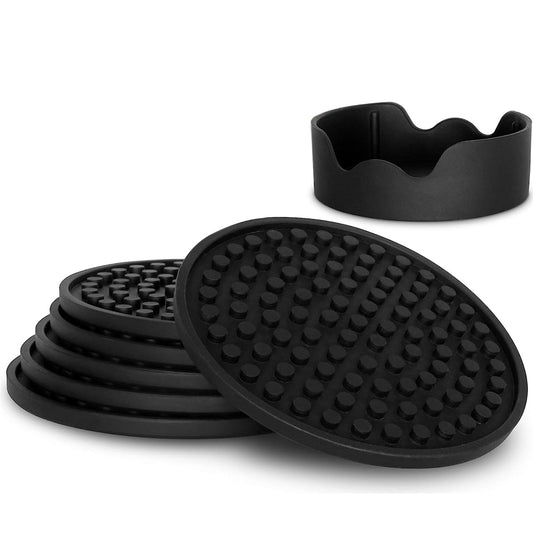kit 8 Porta Copos de Silicone com Suporte Texturizado