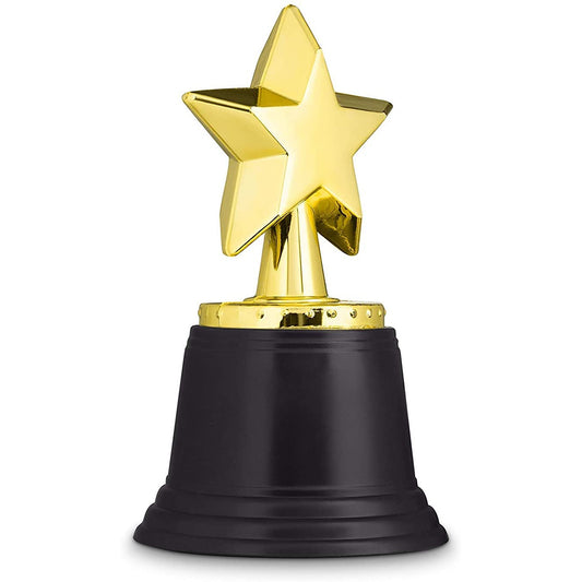 Kit 12 Troféus de Estrela Dourado de Plástico Brinquedo