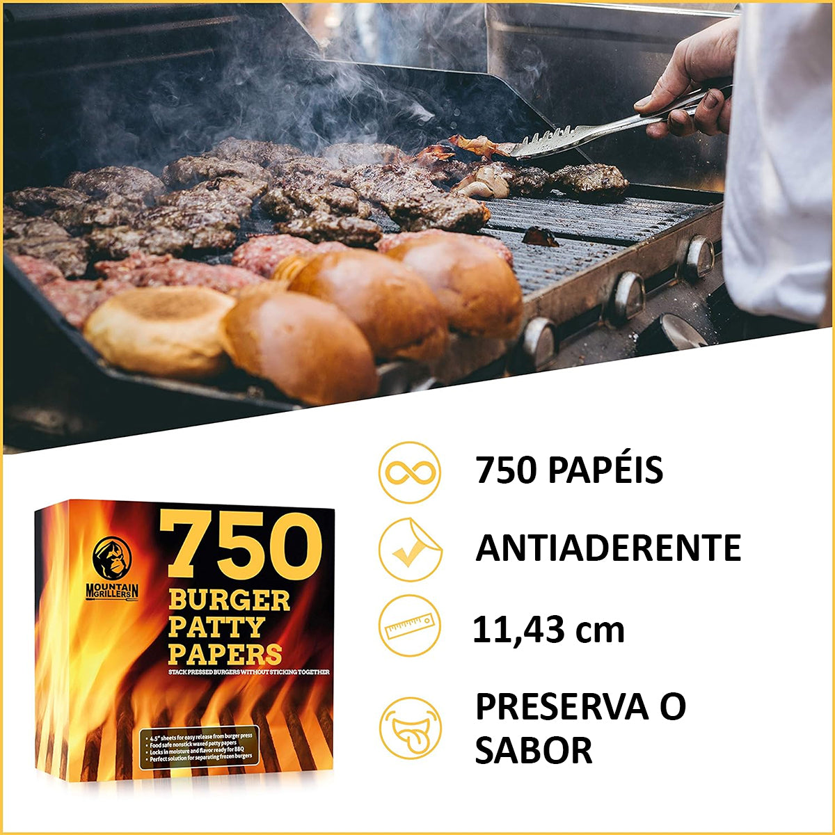 Papel Separador de Hamburguer Antiaderente 14x14 C/1000