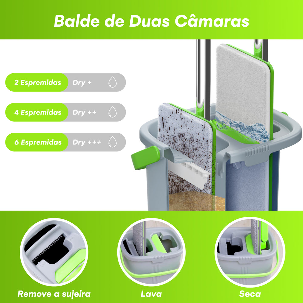 Mop EasyGleam com Balde - Limpador de Piso Prático e Fácil