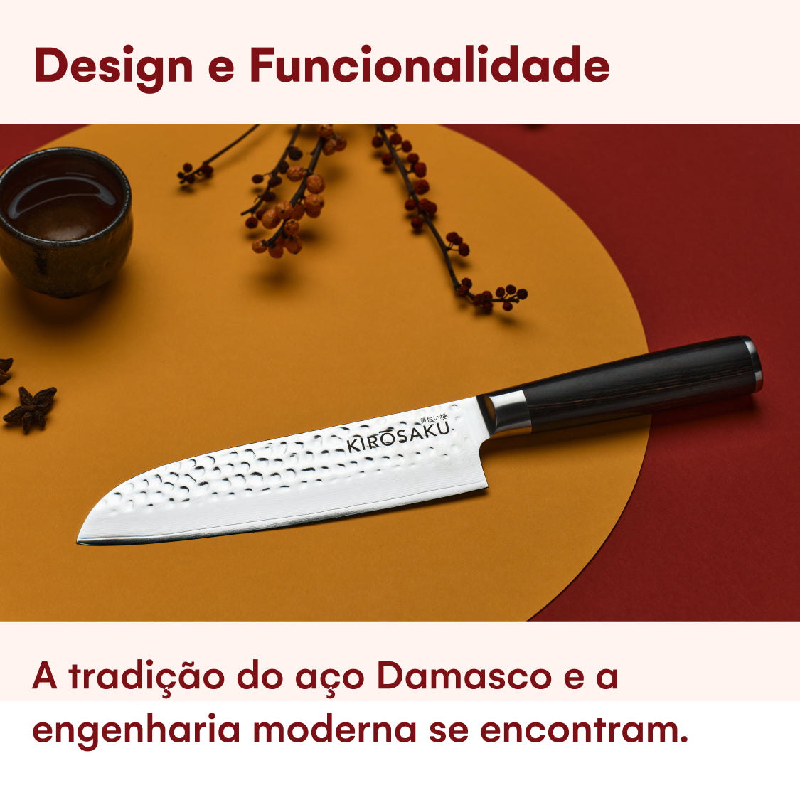 Faca Santoku 18cm Kirosaku Aço Damasco