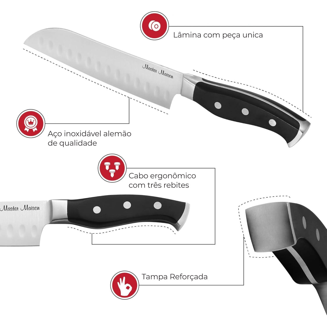 Faca Santoku 18cm Aço Inox Master Maison