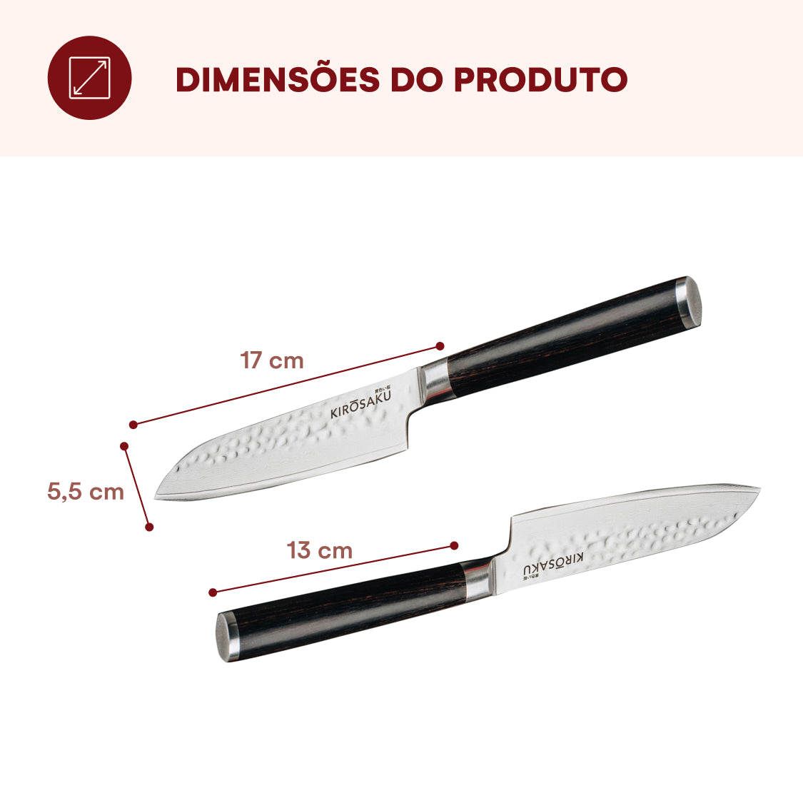 Faca Santoku 18cm Kirosaku Aço Damasco