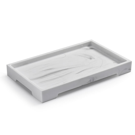 Bandeja de Banheiro Decorativa em Resina Natural Retangular
