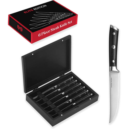 Set 6 Faca Chef 12,7cm Aço Damasco Master Maison com afiador