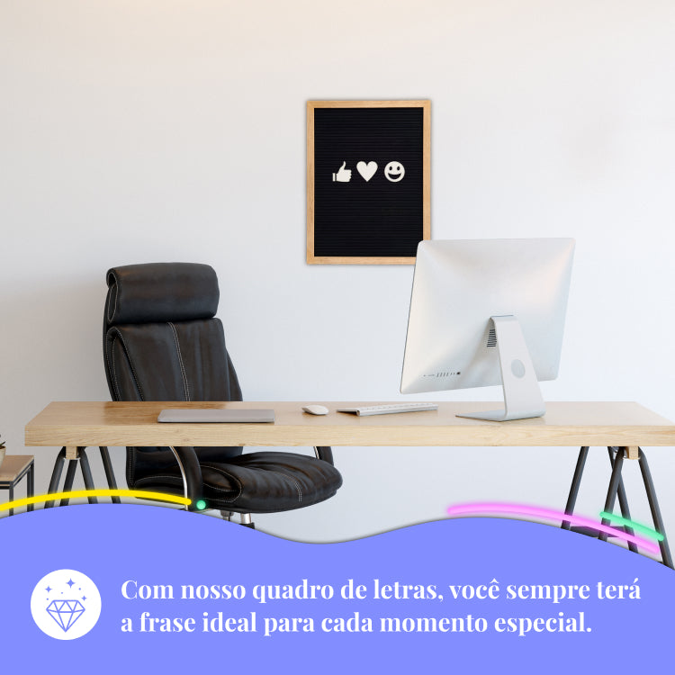 Quadro decorativo de Letras Feltro 40x30cm 460 Peças