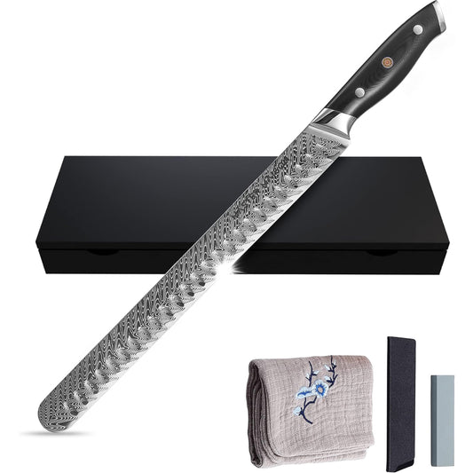 Faca Chef 20cm Aço Damasco Com Pedra de Afiar